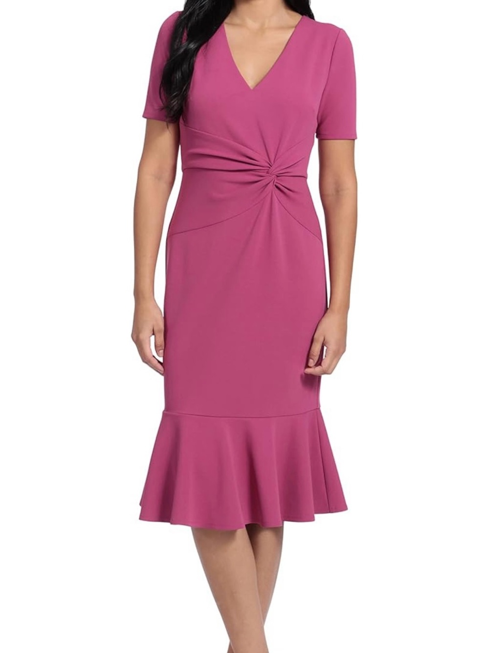 NWT Women's London Times Flounce Midi Twist Dress Size 6